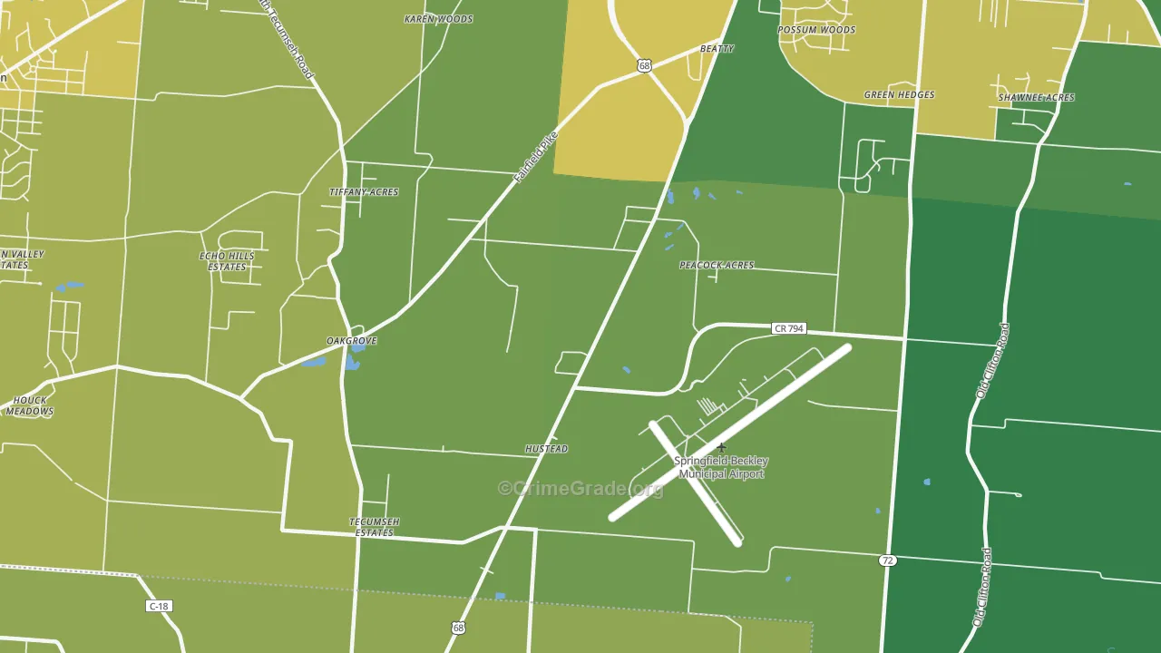 Hustead, OH Map of Drug-Related Crime Rates