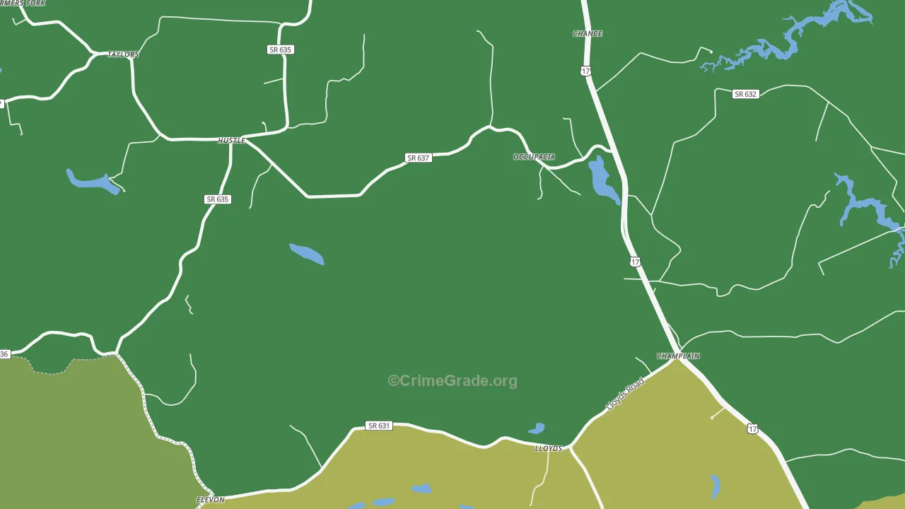 Hustle, VA Map of Drug-Related Crime Rates