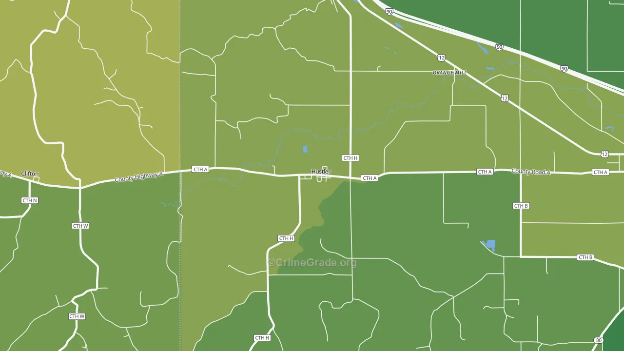 Hustler, WI Map of Drug-Related Crime Rates