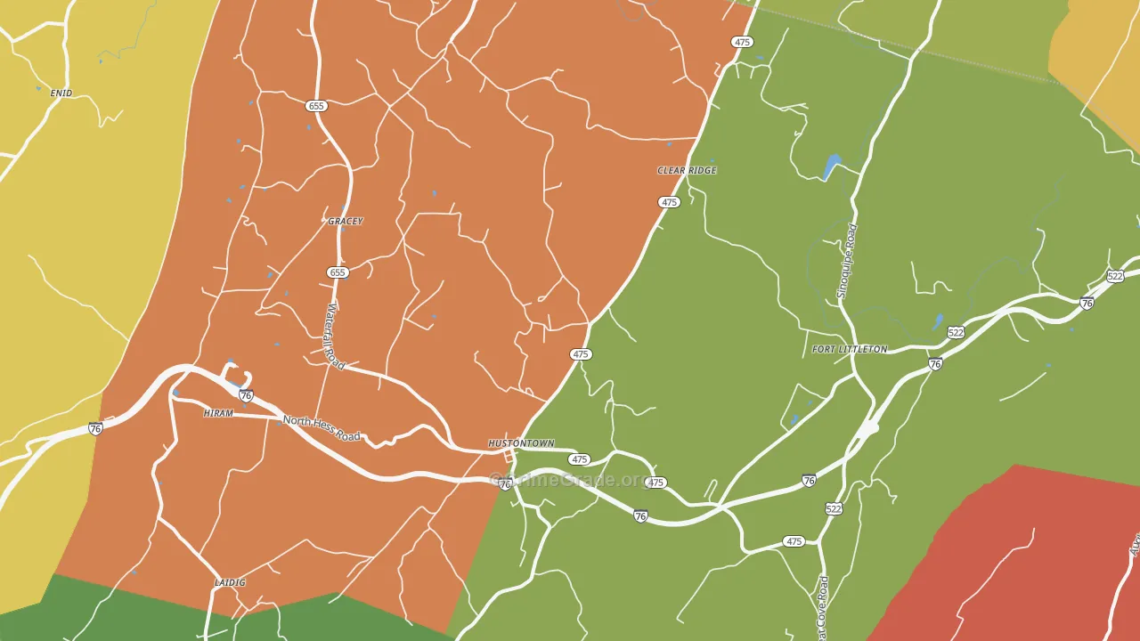 Hustontown, PA Map of Drug-Related Crime Rates