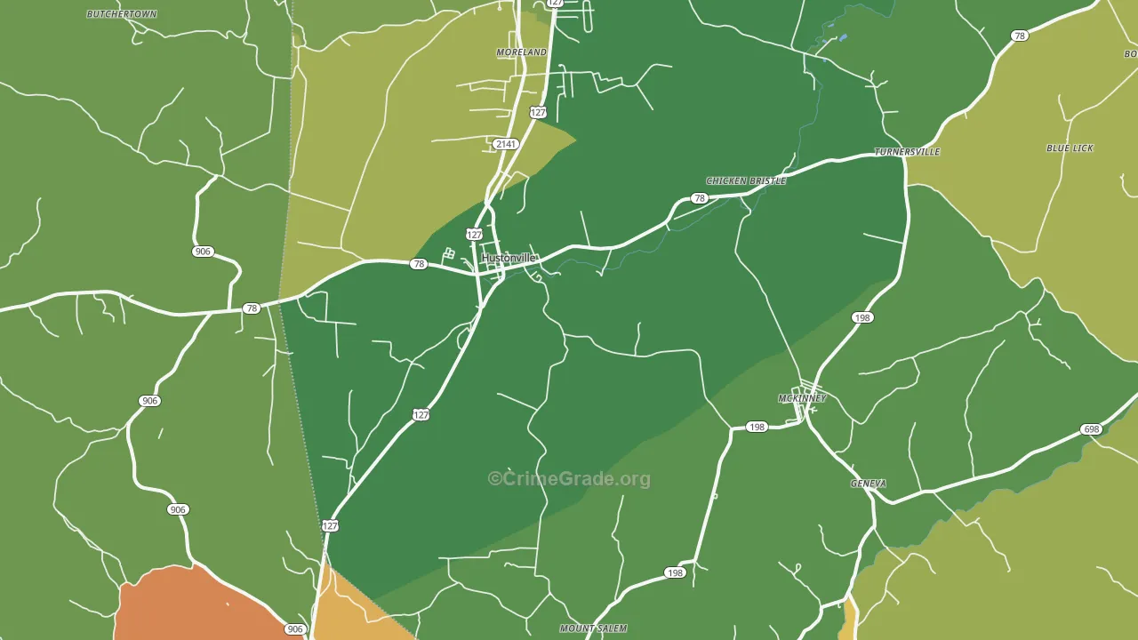 Hustonville, KY Map of Drug-Related Crime Rates
