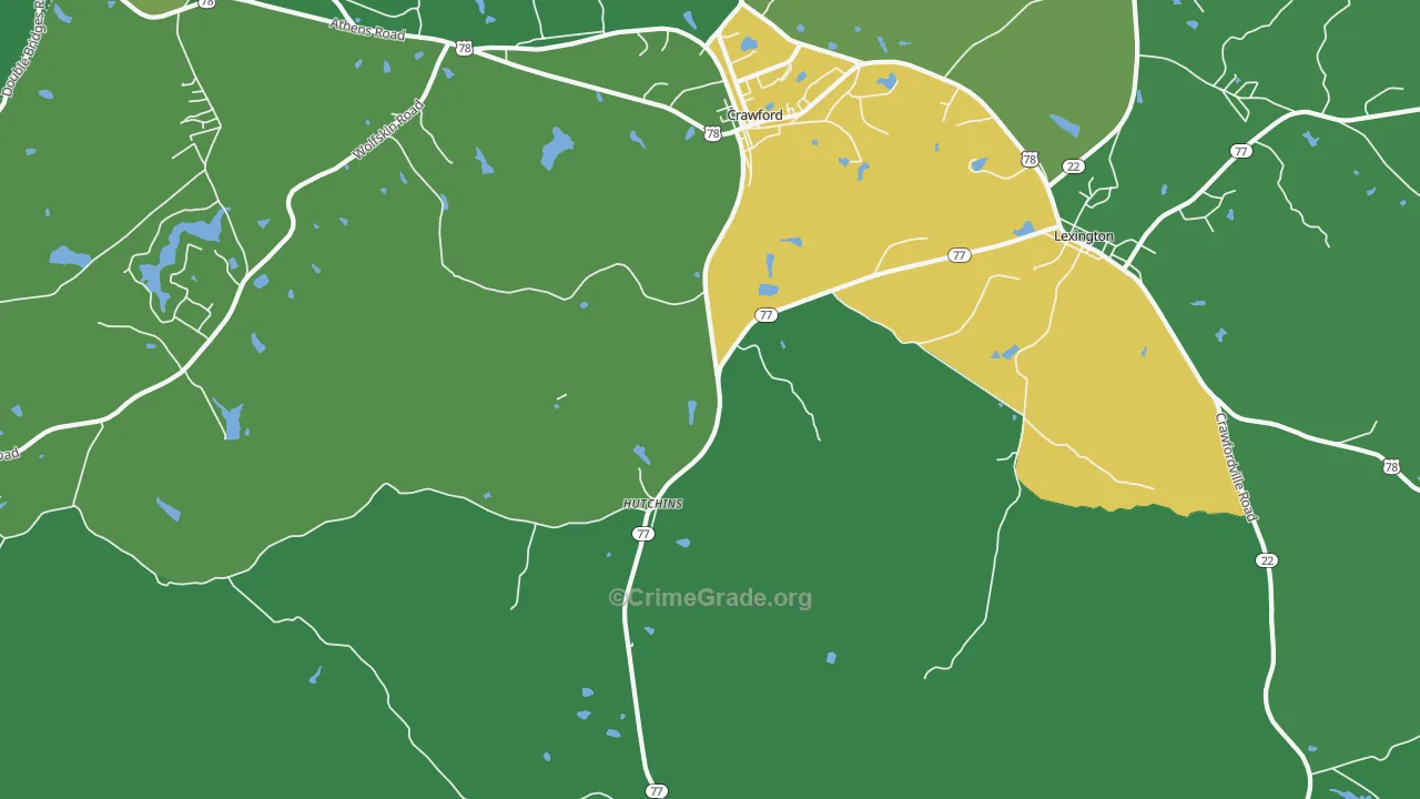 Hutchins, GA Map of Drug-Related Crime Rates