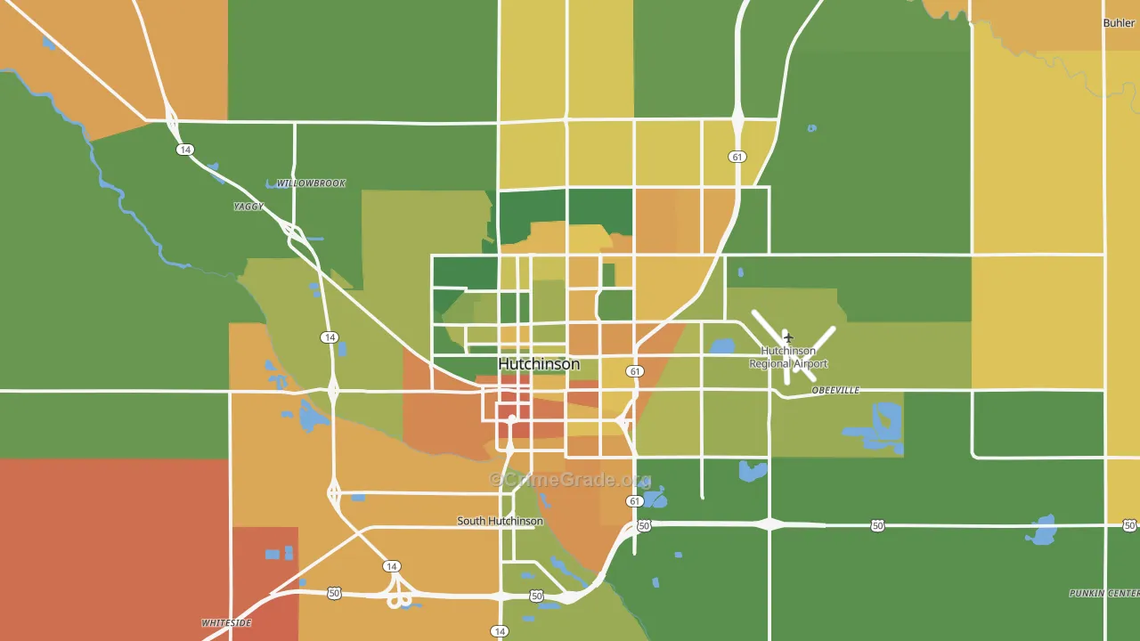 Hutchinson, KS Map of Drug-Related Crime Rates