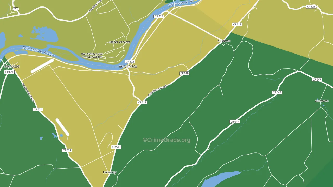 Hutchinson, NJ Map of Drug-Related Crime Rates