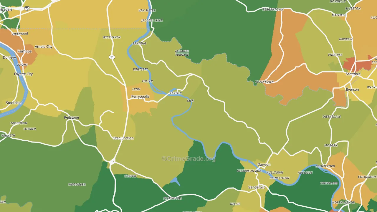 Hutchinson, PA Map of Drug-Related Crime Rates