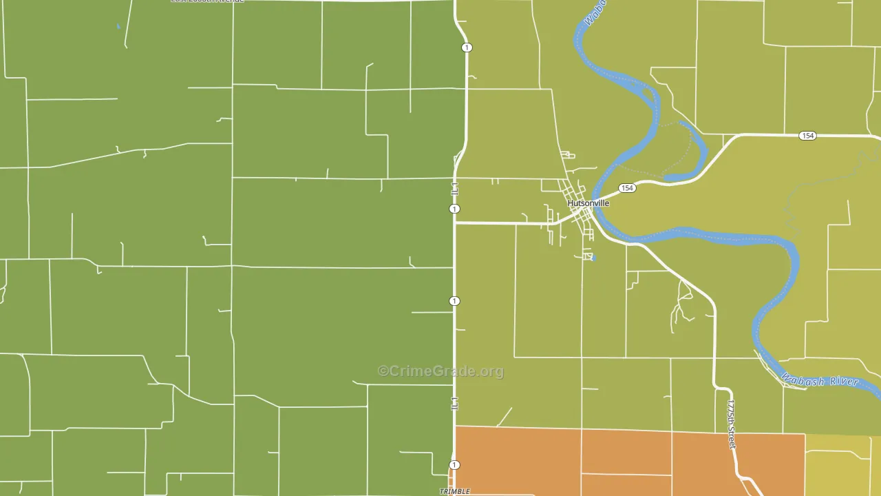 Hutsonville, IL Map of Drug-Related Crime Rates
