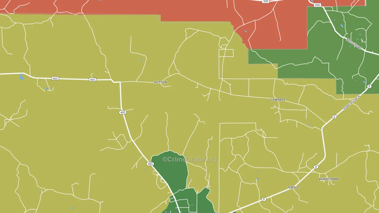 Hutton, LA Map of Drug-Related Crime Rates