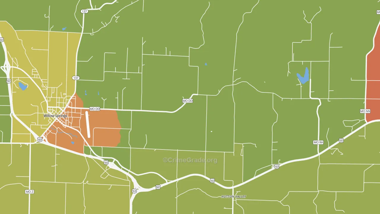 Hutton Valley, MO Map of Drug-Related Crime Rates