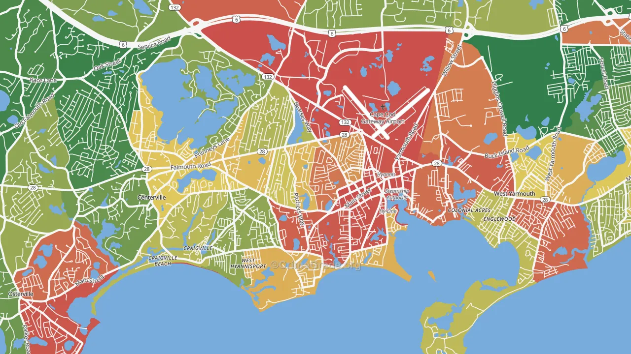Hyannis, Barnstable Town, MA Map of Drug-Related Crime Rates