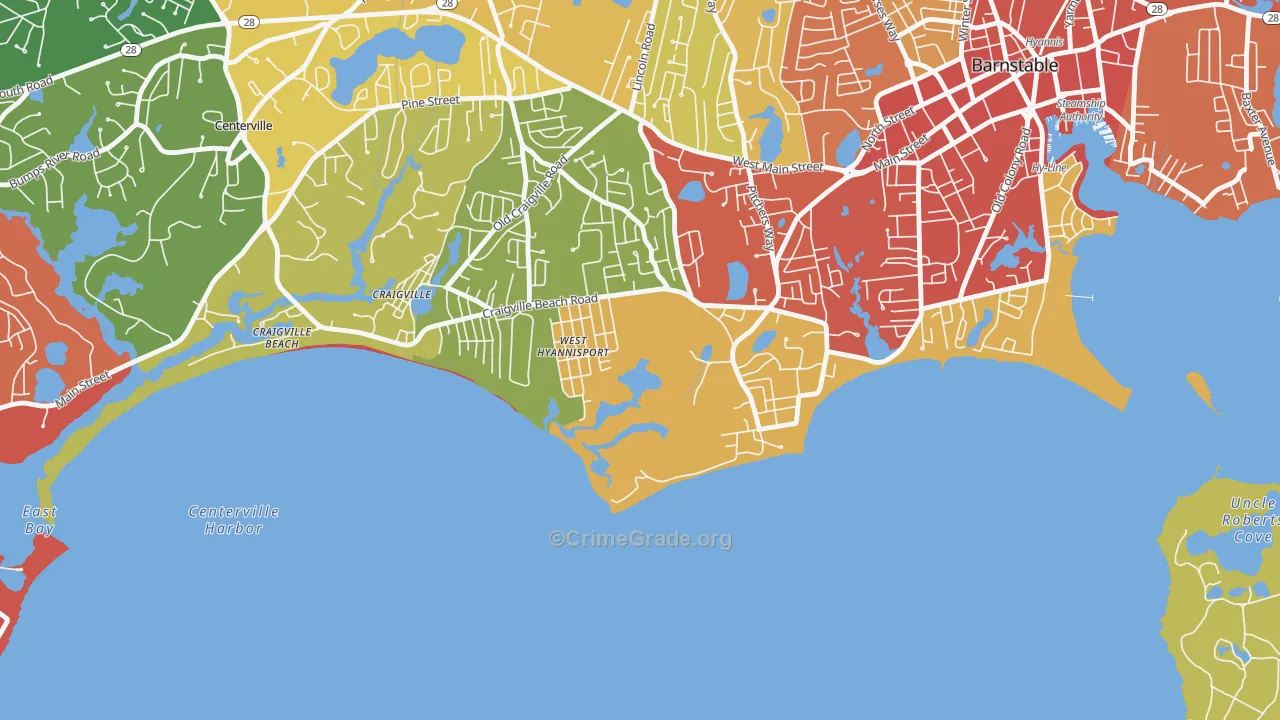 Hyannis Port, MA Map of Drug-Related Crime Rates