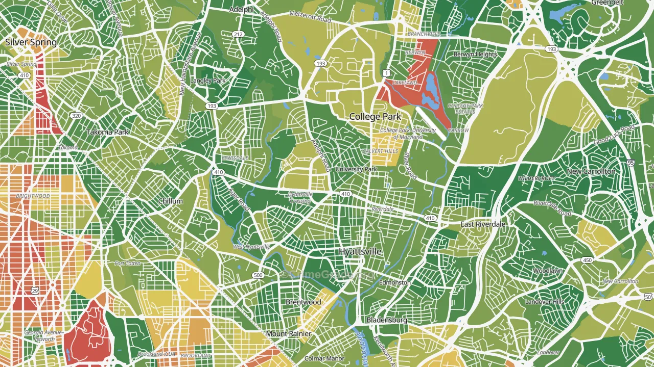 Hyattsville, MD Map of Drug-Related Crime Rates