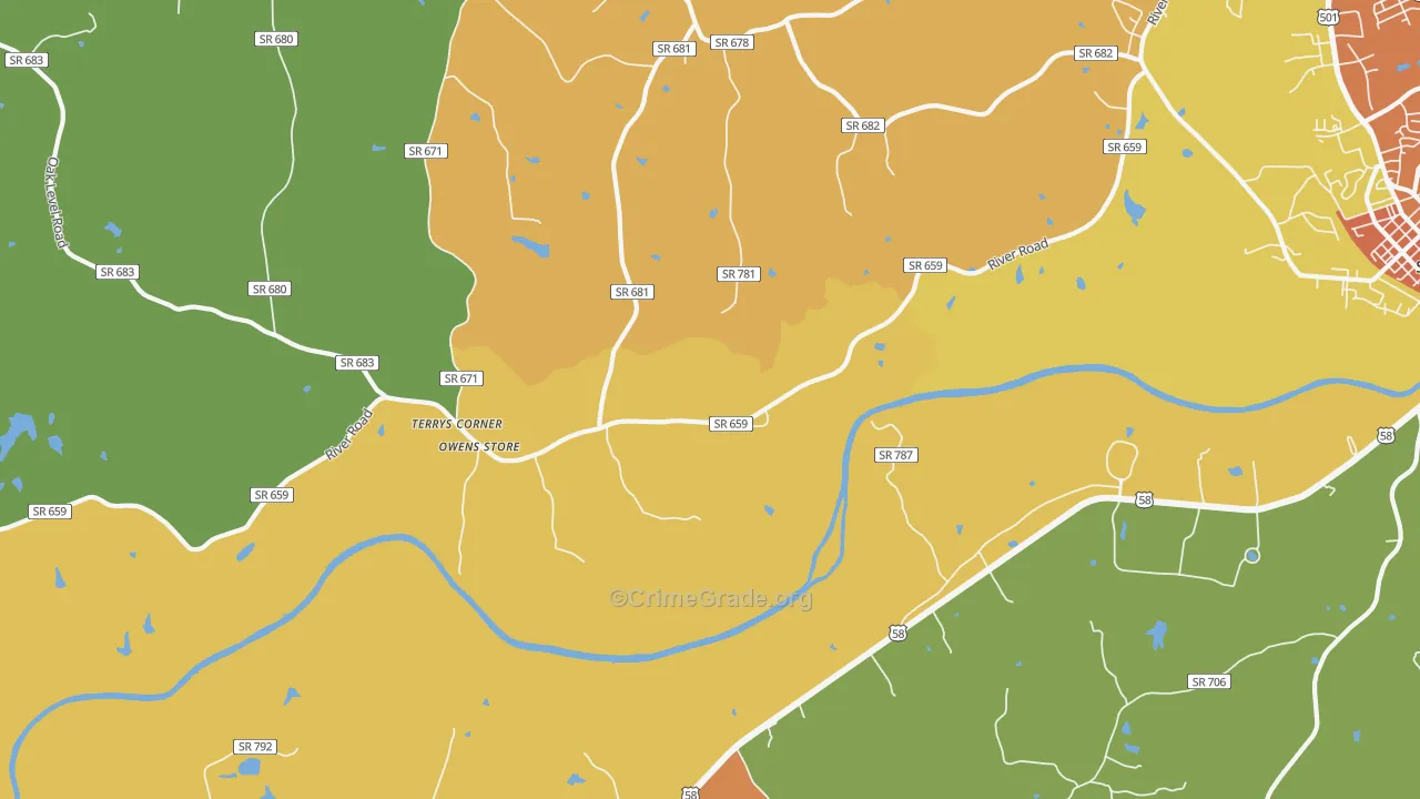 Hyco, VA Map of Drug-Related Crime Rates