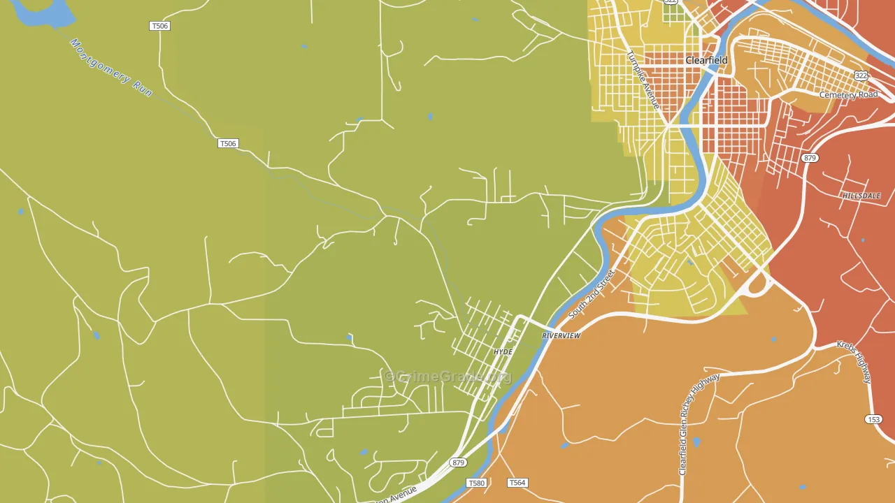 Hyde, PA Map of Drug-Related Crime Rates