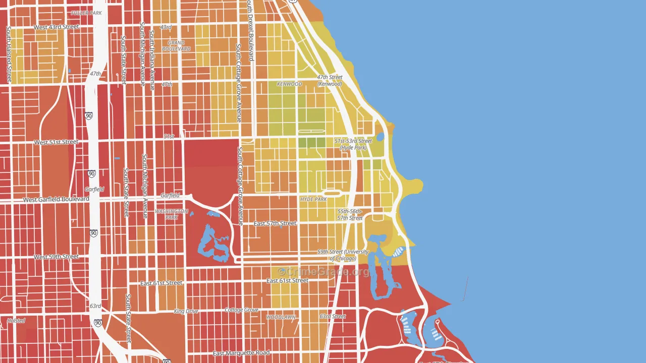 Hyde Park, Chicago, IL Map of Drug-Related Crime Rates