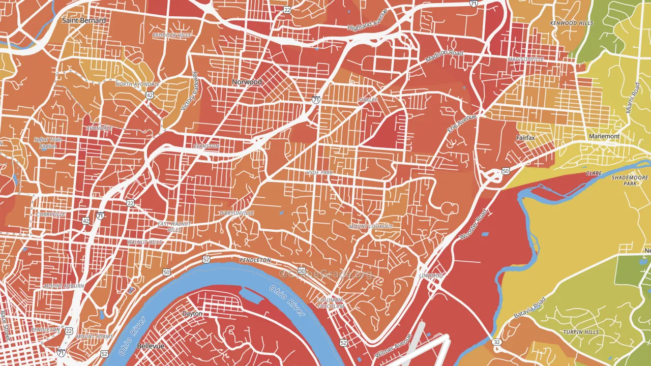 Hyde Park, Cincinnati, OH Map of Drug-Related Crime Rates