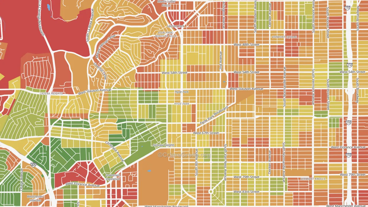 Hyde Park, Los Angeles, CA Map of Drug-Related Crime Rates
