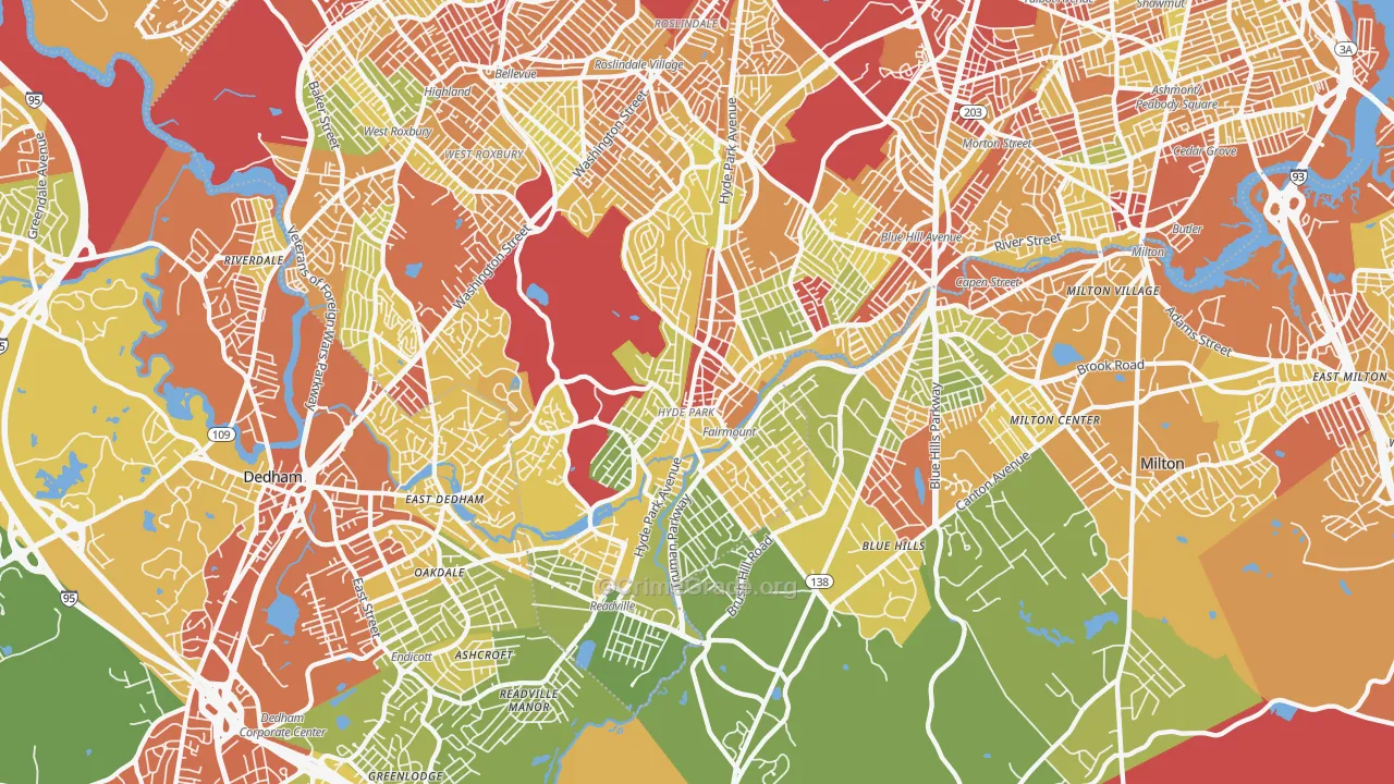 Hyde Park, MA Map of Drug-Related Crime Rates