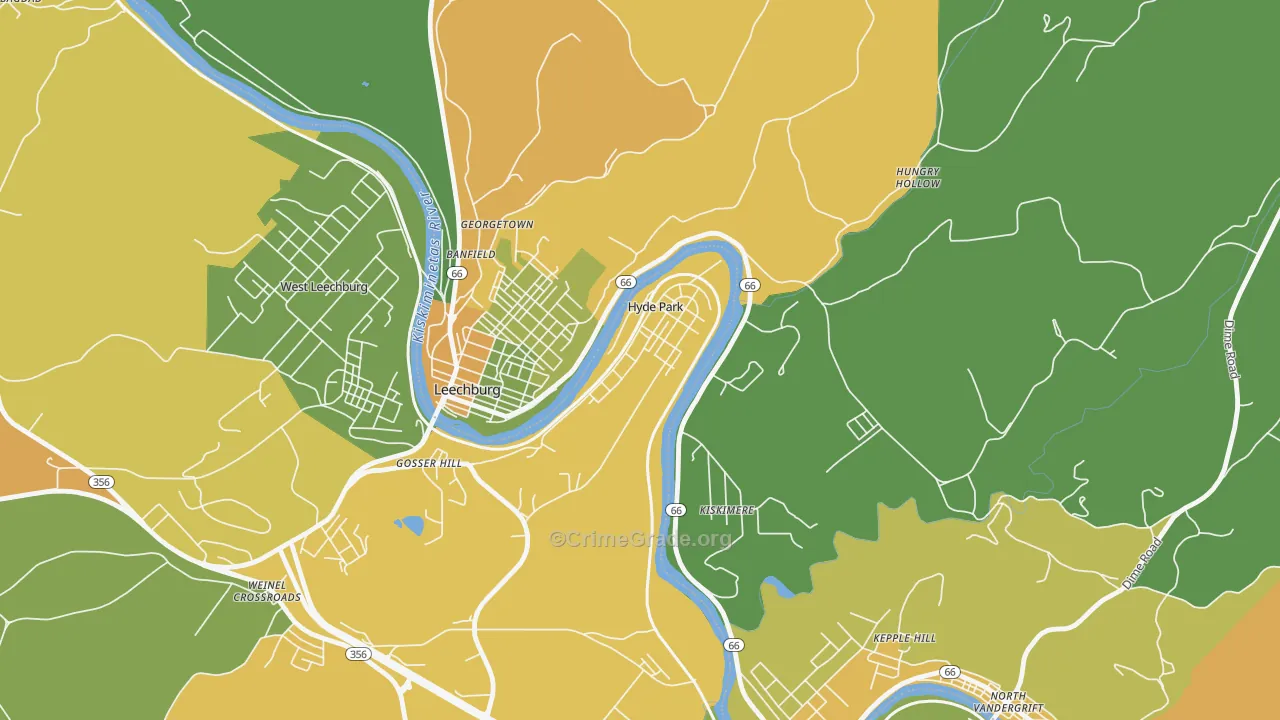 Hyde Park, PA Map of Drug-Related Crime Rates