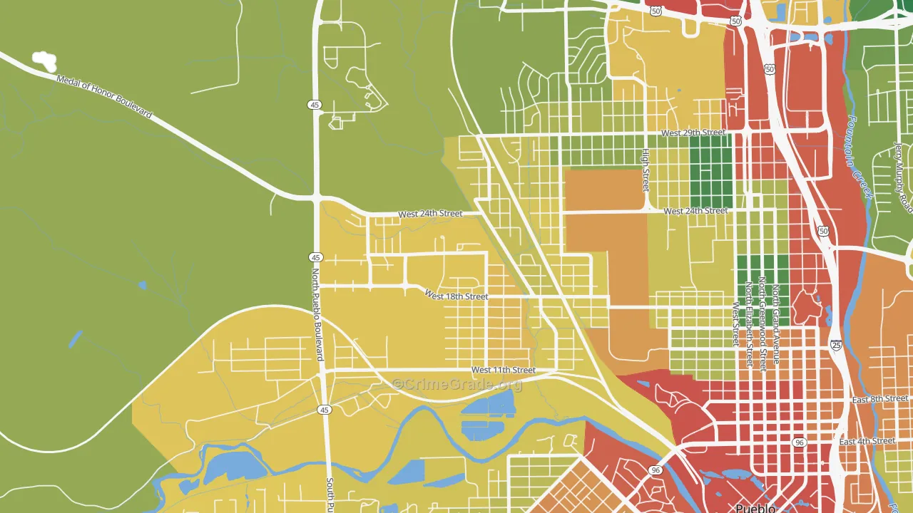 Hyde Park, Pueblo, CO Map of Drug-Related Crime Rates