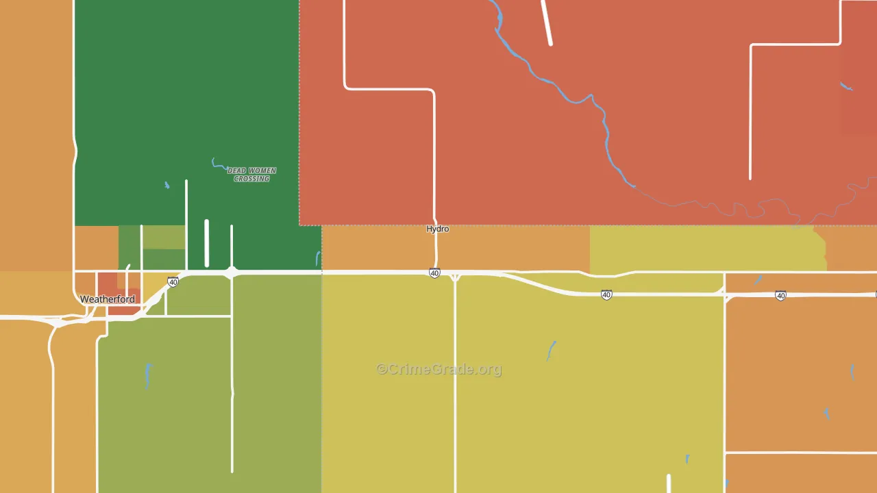 Hydro, OK Map of Drug-Related Crime Rates