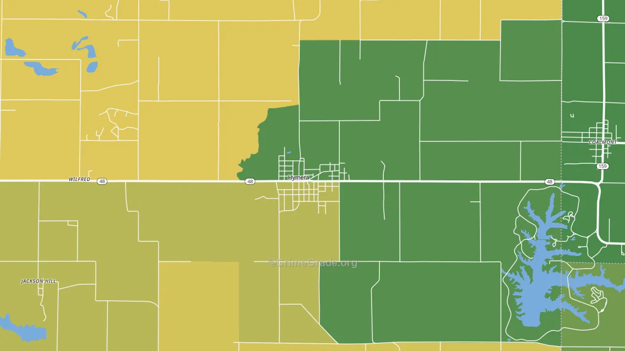 Hymera, IN Map of Drug-Related Crime Rates