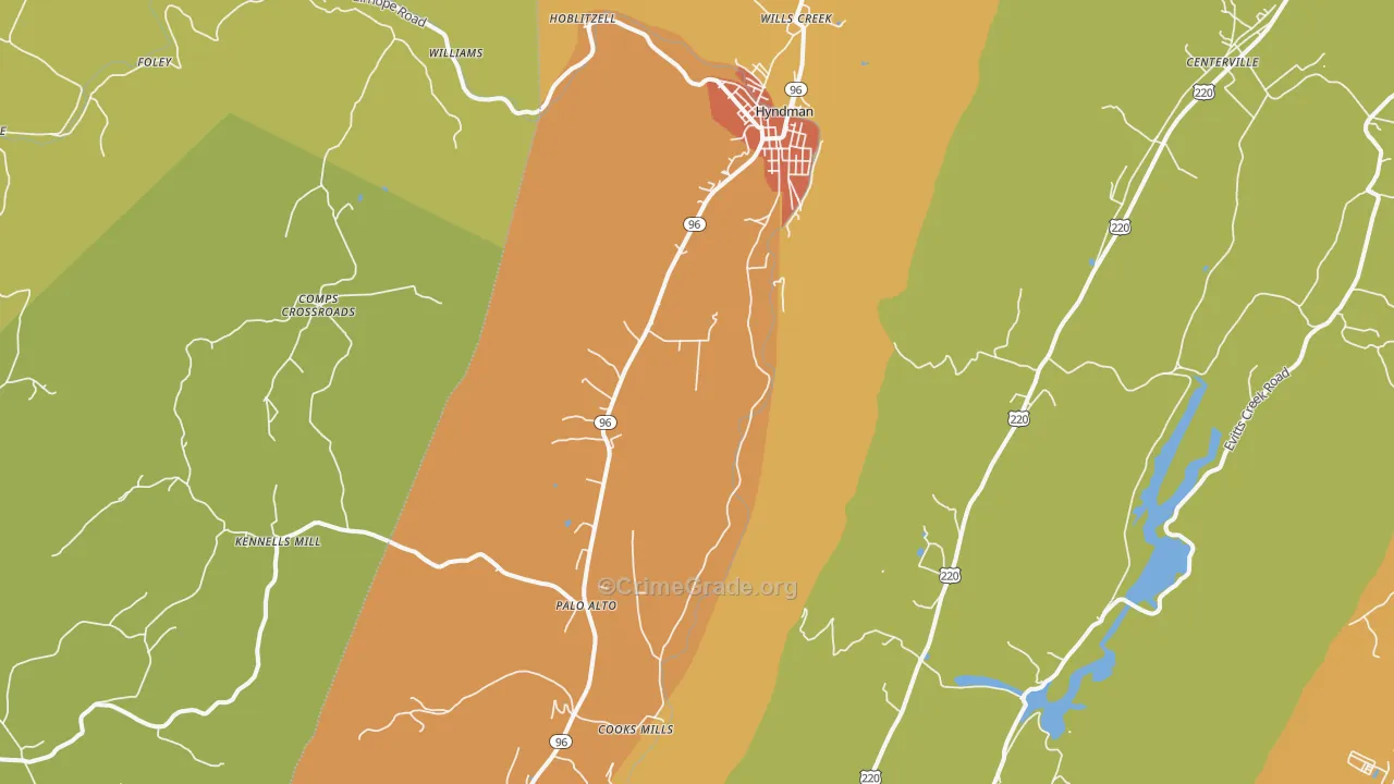 Hyndman, PA Map of Drug-Related Crime Rates