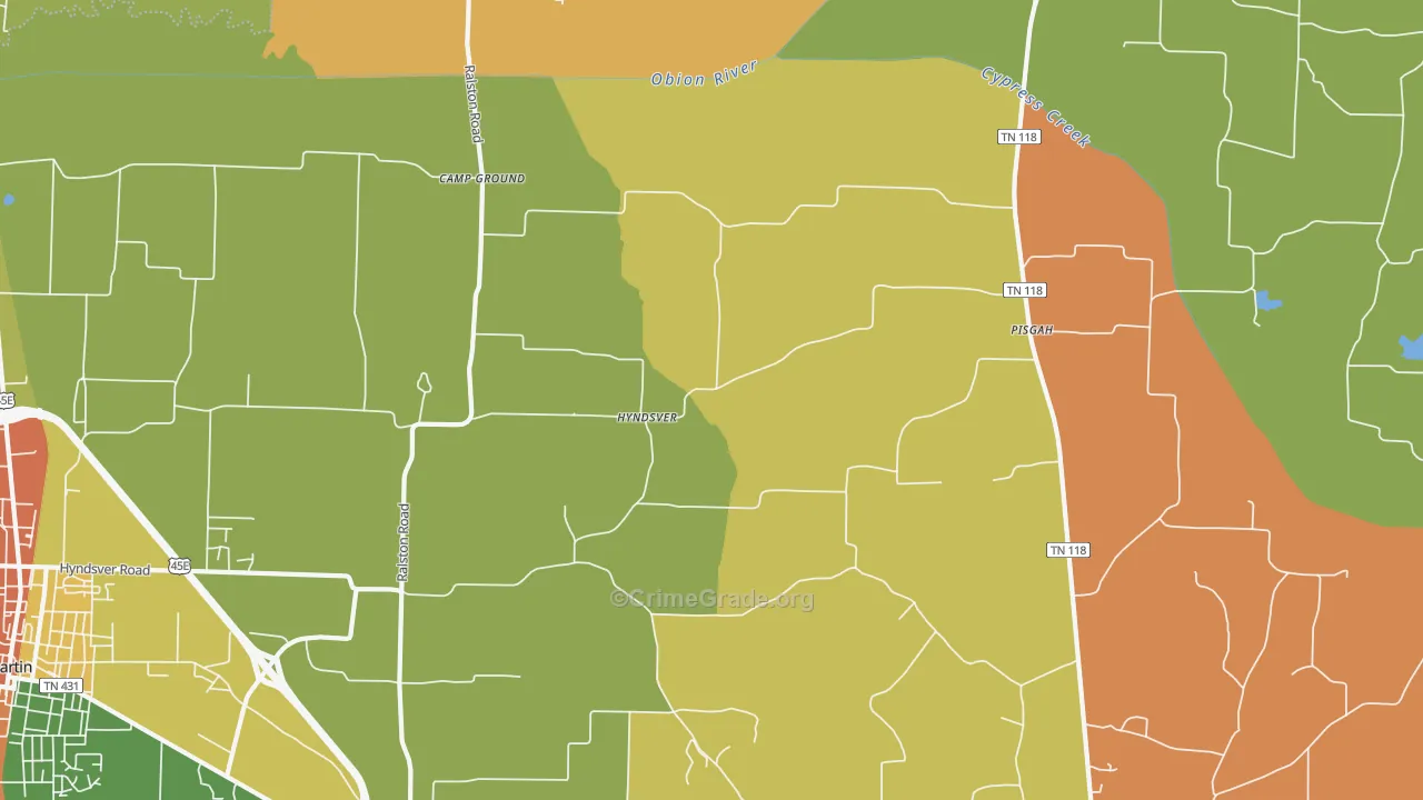 Hyndsver, TN Map of Drug-Related Crime Rates