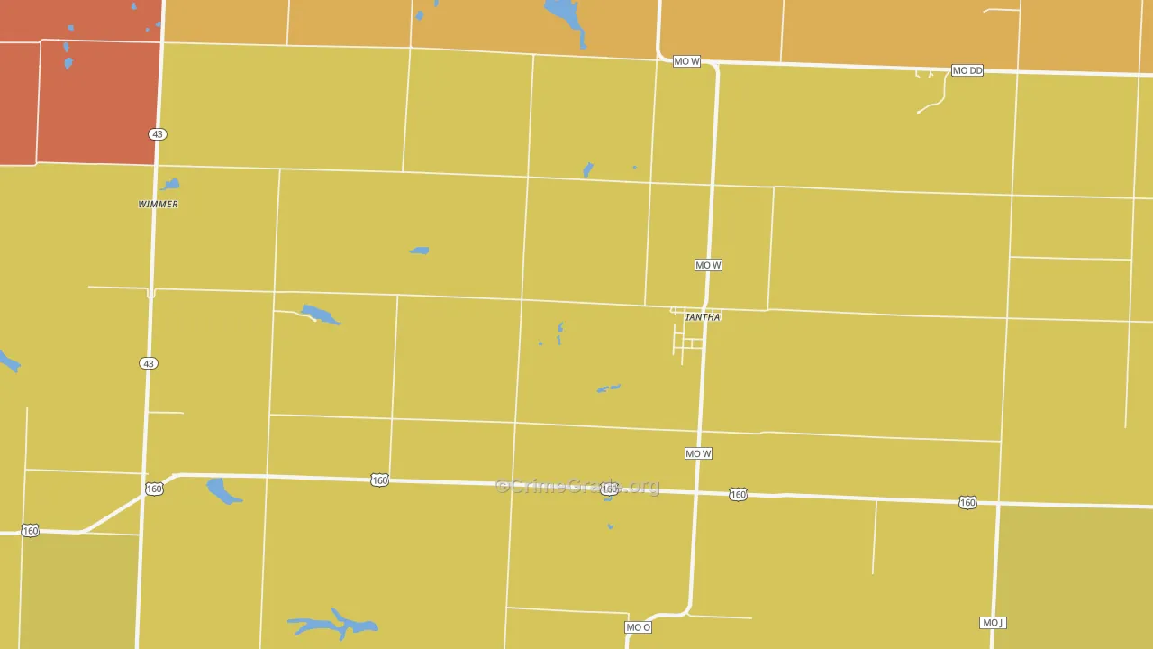 Iantha, MO Map of Drug-Related Crime Rates