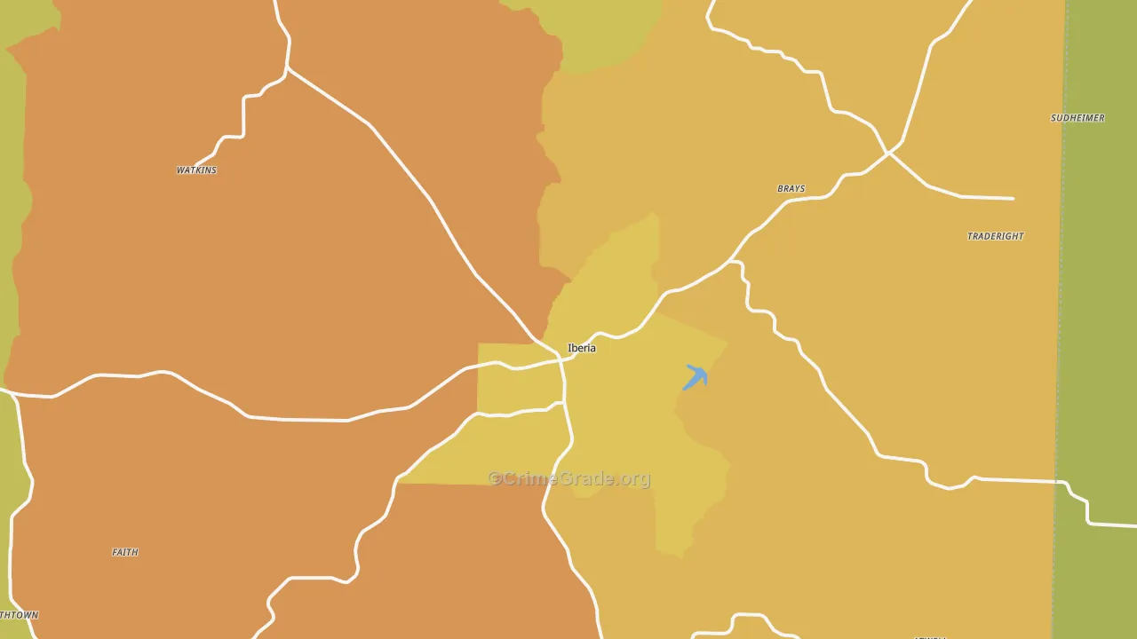 Iberia, MO Map of Drug-Related Crime Rates