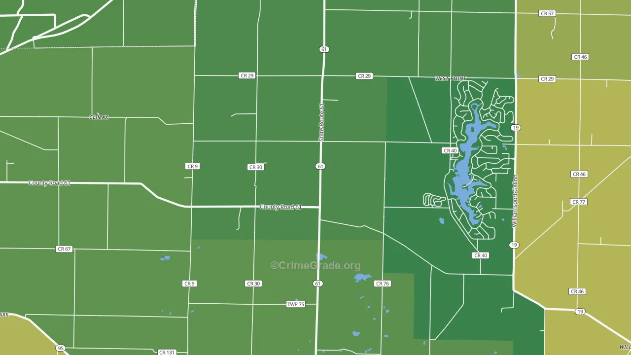 Iberia, OH Map of Drug-Related Crime Rates