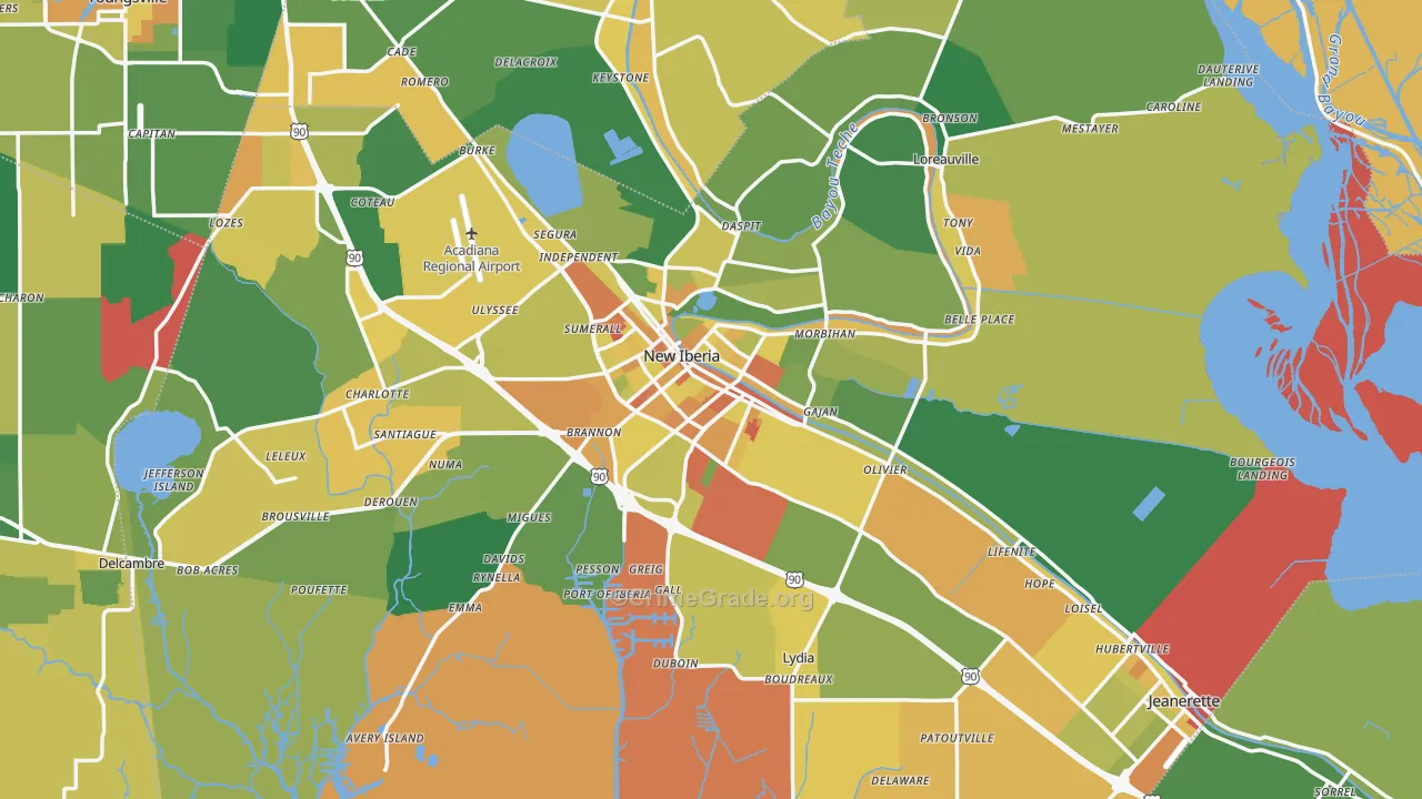 Iberia Parish, LA Map of Drug-Related Crime Rates