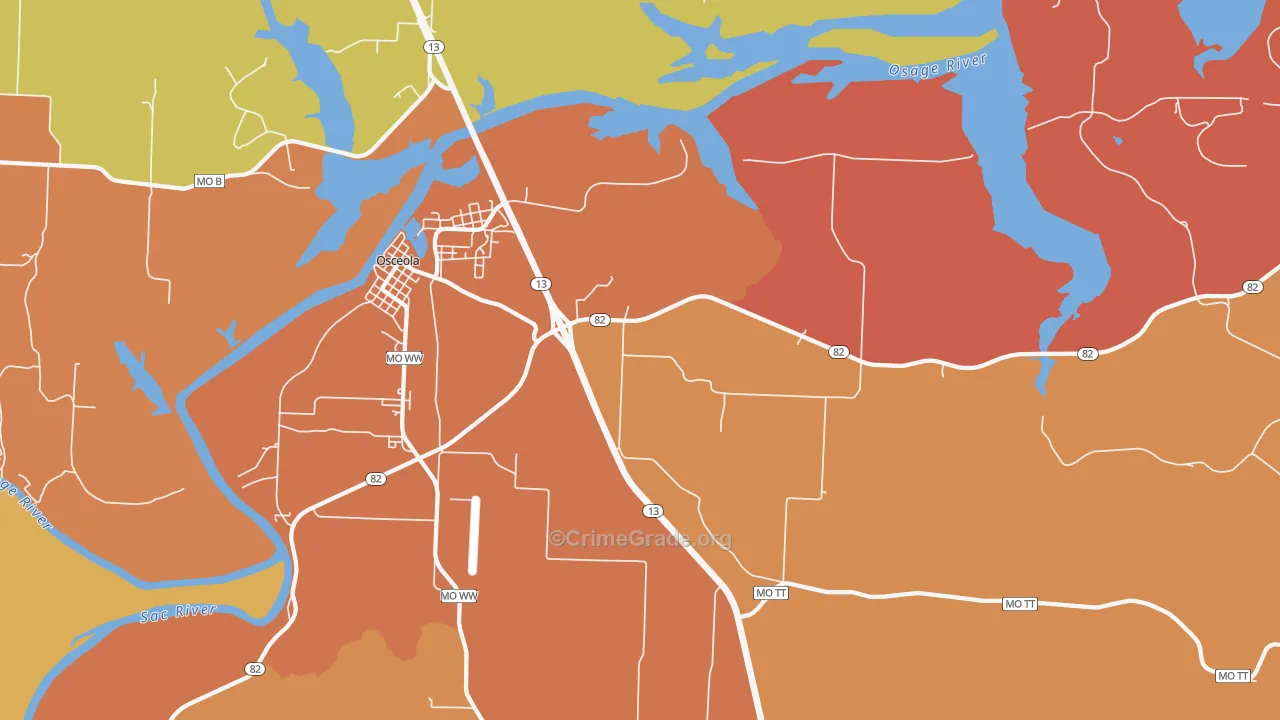 Iconium, MO Map of Drug-Related Crime Rates