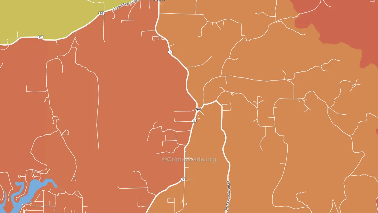 Ida, AR Map of Drug-Related Crime Rates