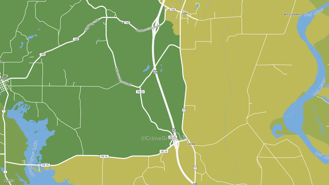 Ida, LA Map of Drug-Related Crime Rates