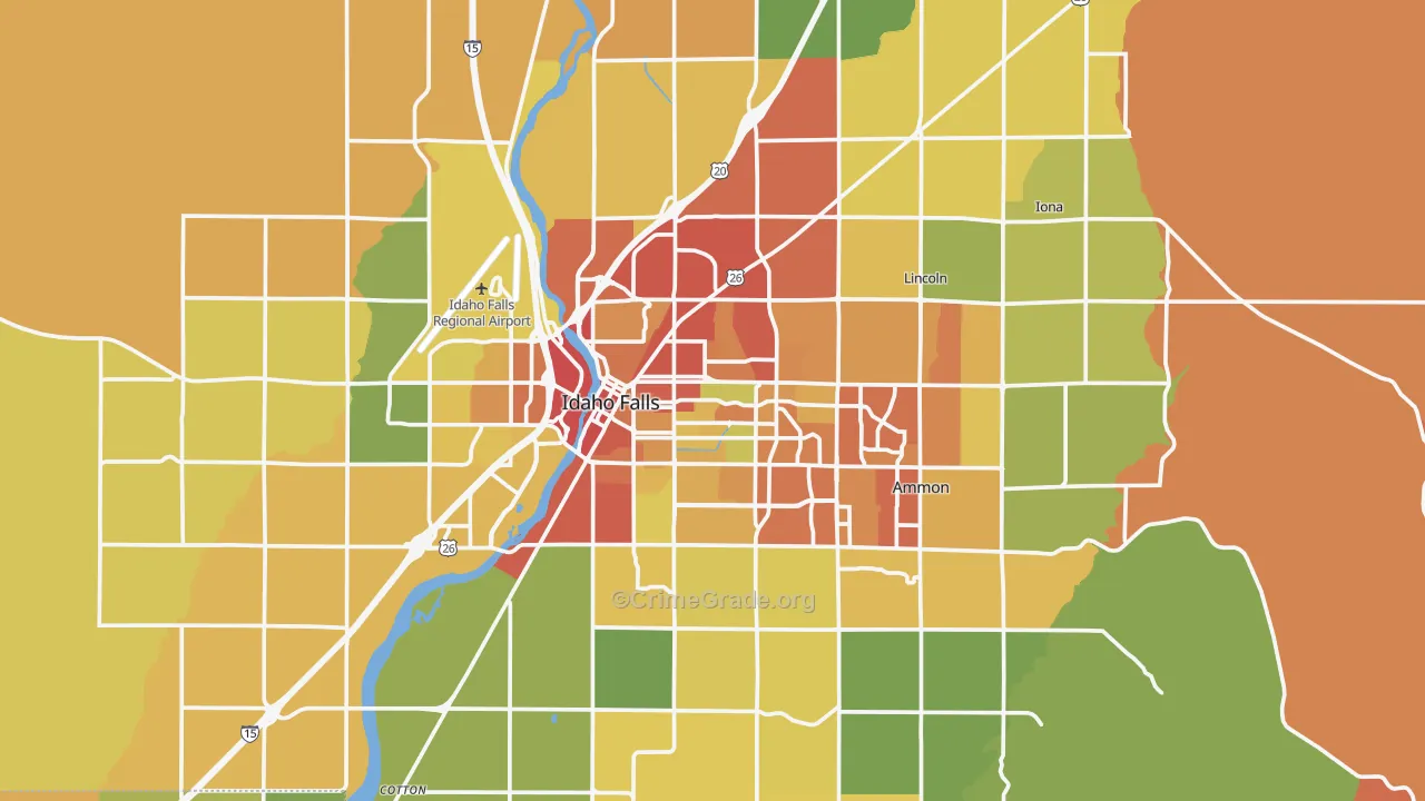 Idaho Falls, ID Map of Drug-Related Crime Rates