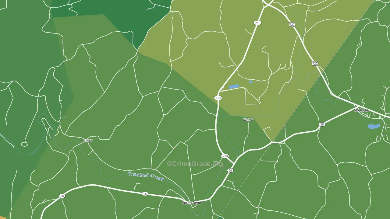 Idaho, PA Map of Drug-Related Crime Rates