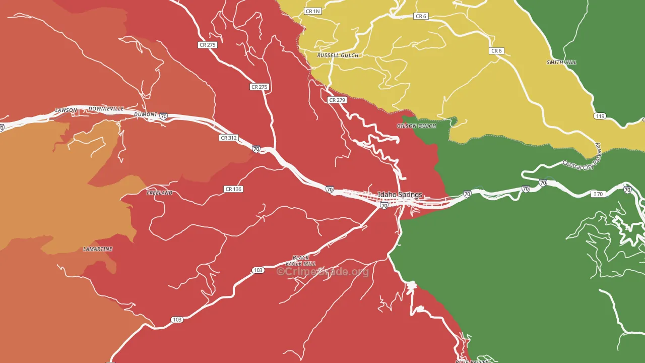 Idaho Springs, CO Map of Drug-Related Crime Rates