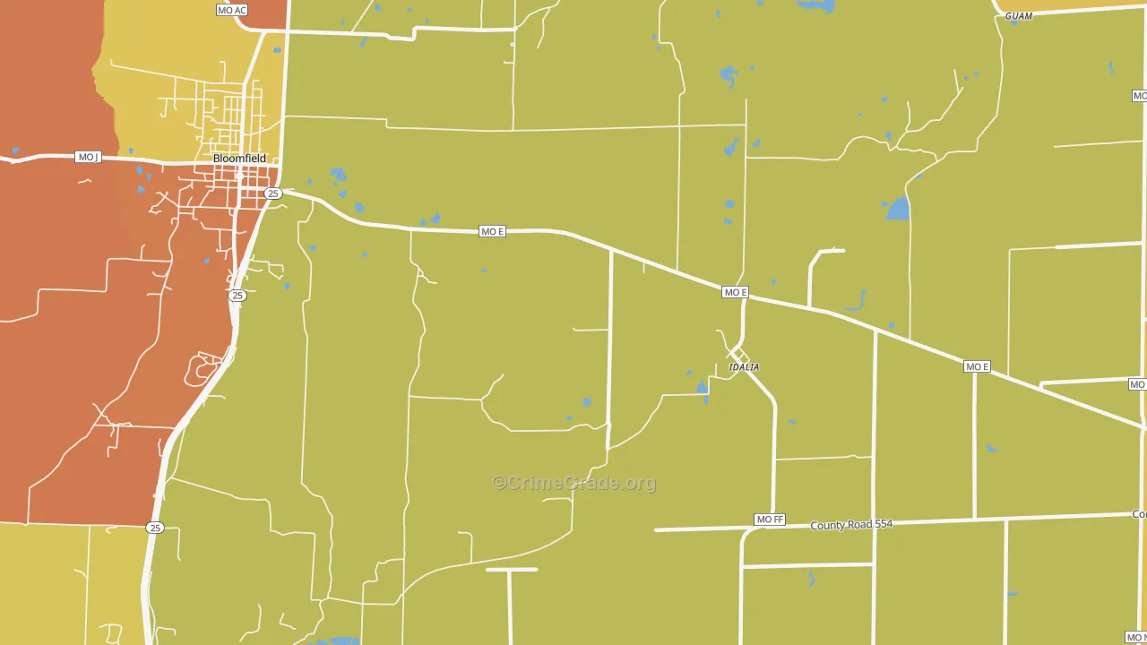 Idalia, MO Map of Drug-Related Crime Rates