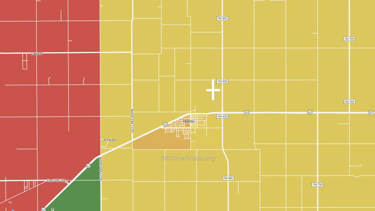 Idalou, TX Map of Drug-Related Crime Rates