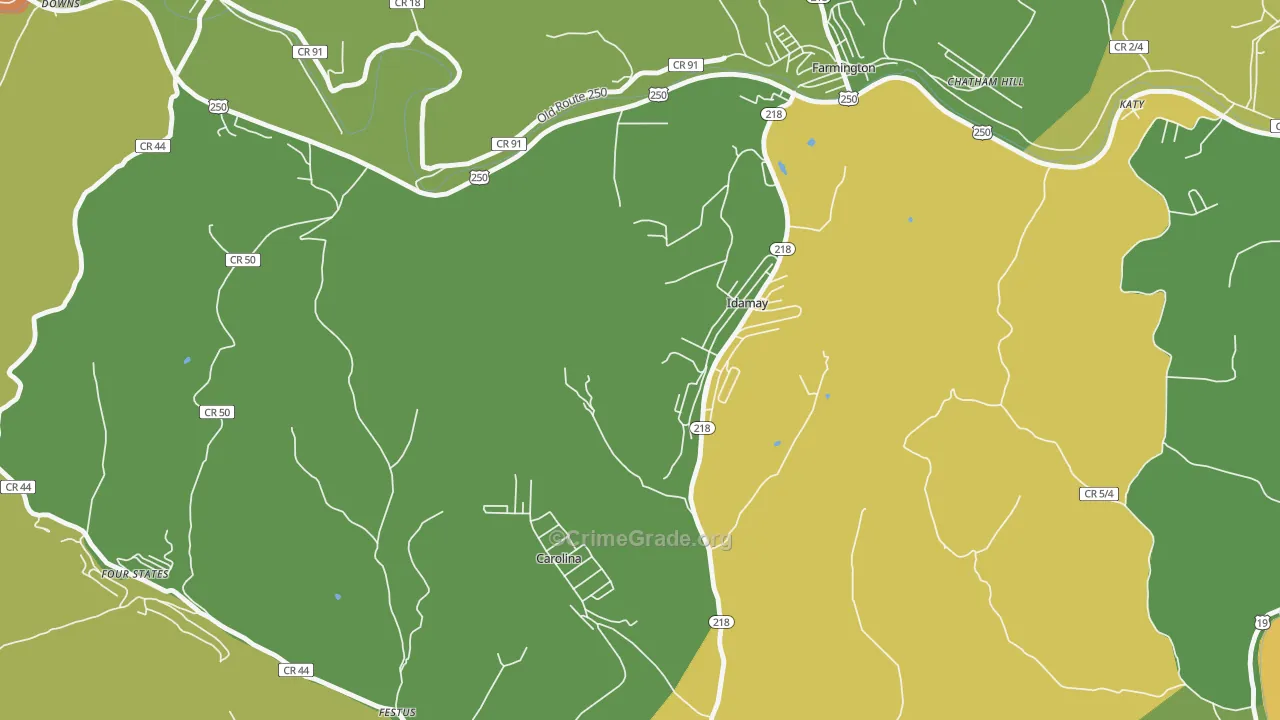 Idamay, WV Map of Drug-Related Crime Rates
