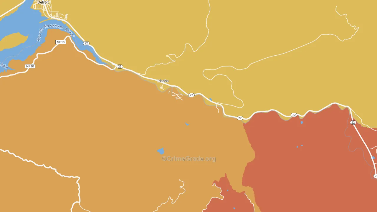 Idanha, OR Map of Drug-Related Crime Rates