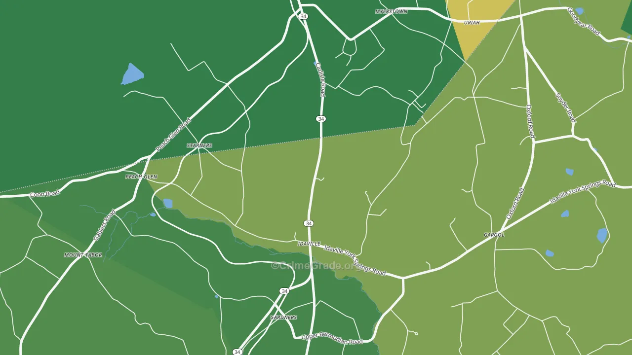 Idaville, PA Map of Drug-Related Crime Rates