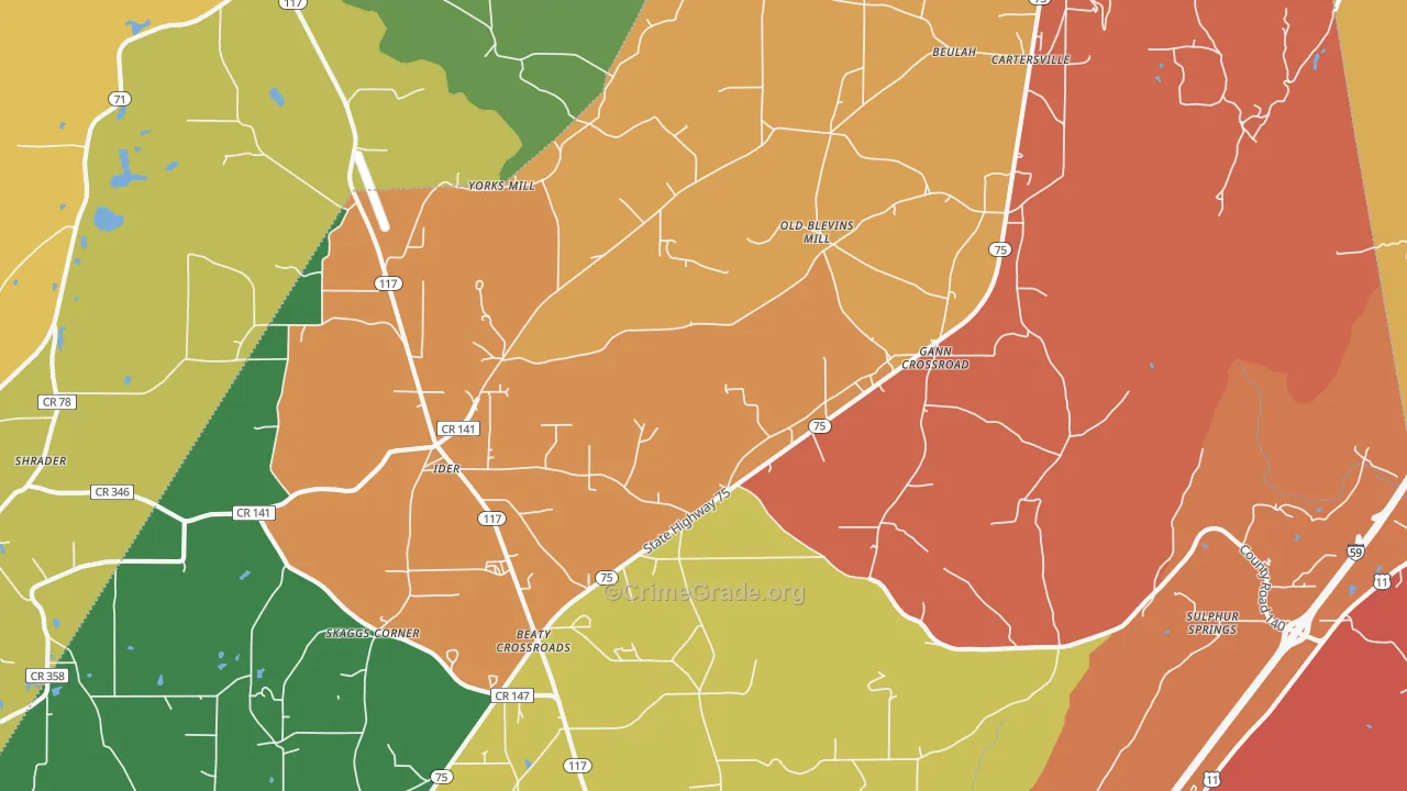 Ider, AL Map of Drug-Related Crime Rates