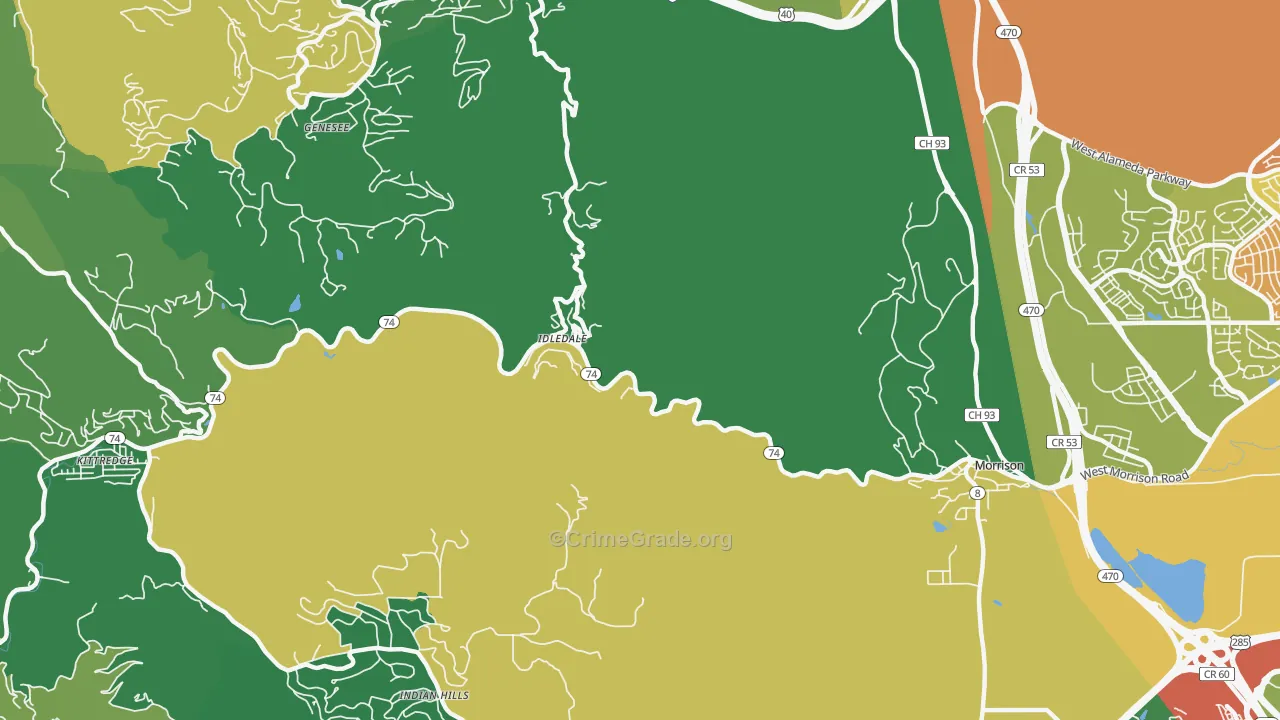 Idledale, CO Map of Drug-Related Crime Rates