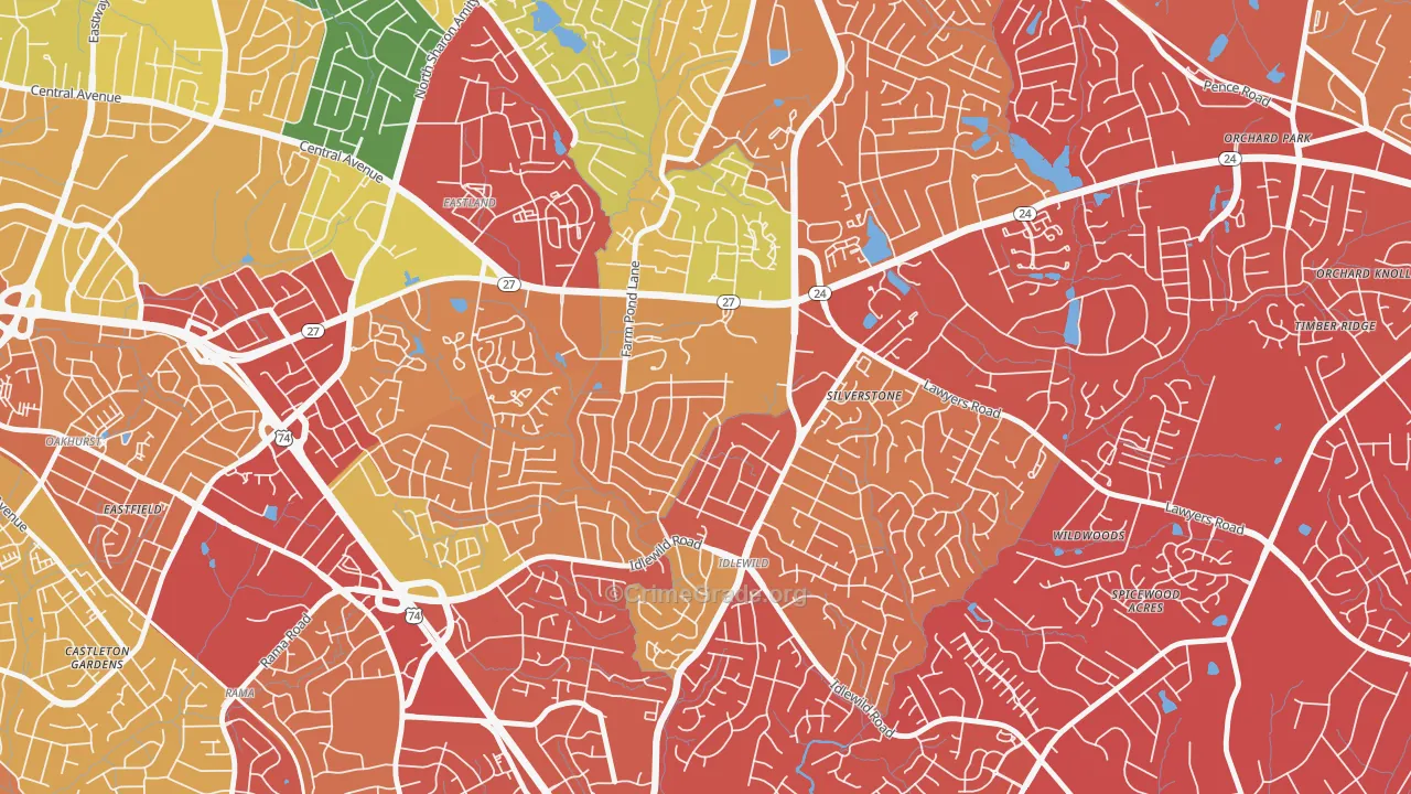 Idlewild Farms, Charlotte, NC Map of Drug-Related Crime Rates