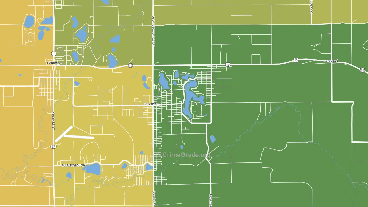 Idlewild, MI Map of Drug-Related Crime Rates