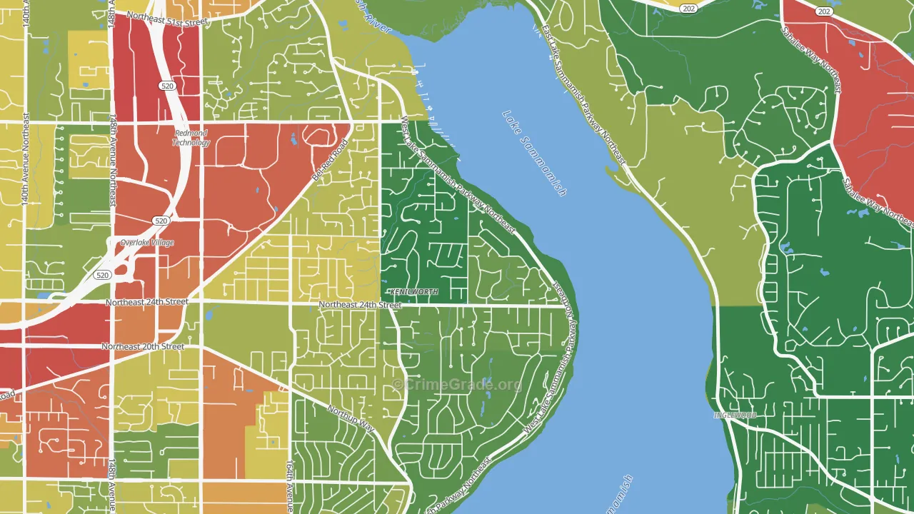 Idylwood, Redmond, WA Map of Drug-Related Crime Rates