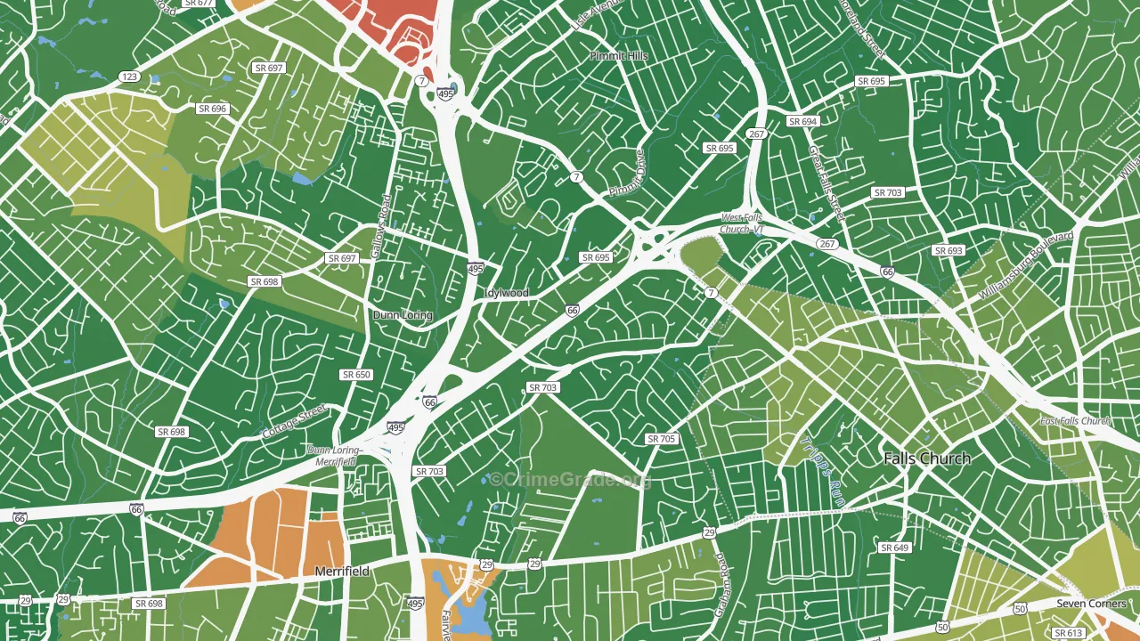 Idylwood, VA Map of Drug-Related Crime Rates