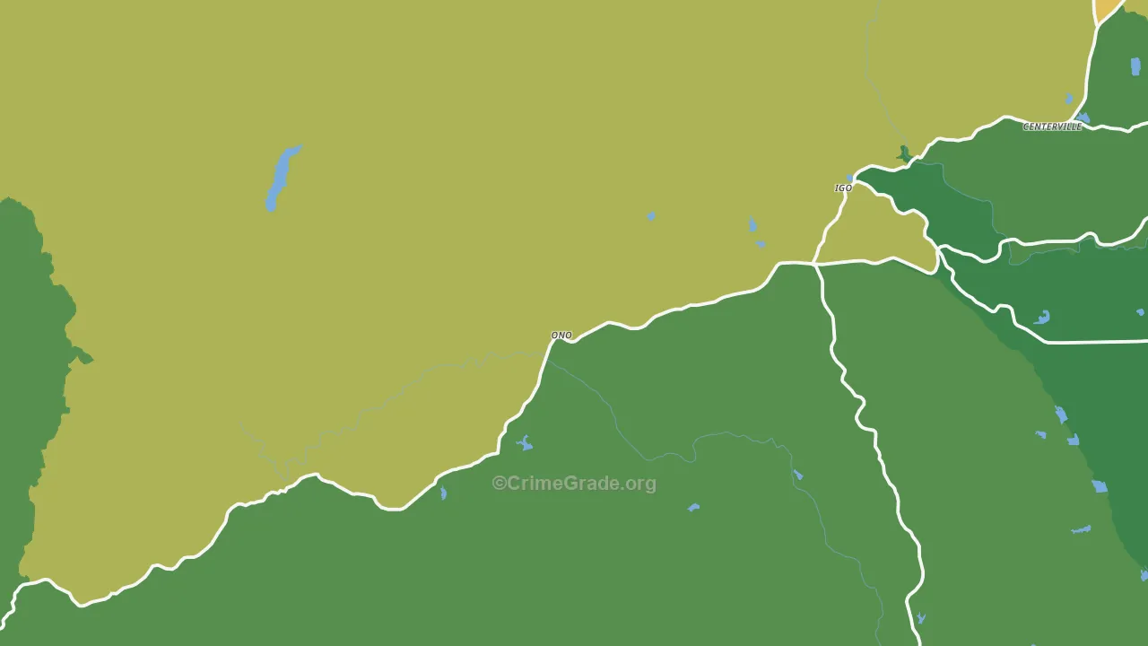 Igo, CA Map of Drug-Related Crime Rates
