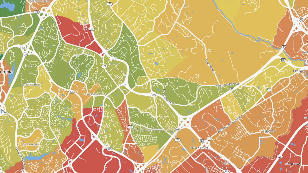 Ilchester, MD Map of Drug-Related Crime Rates